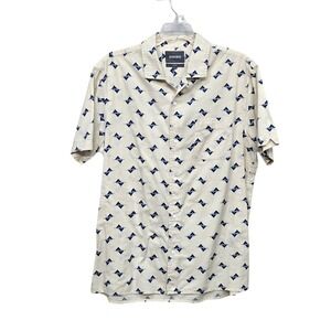 Bonobos Riviera Shirt Men L Slim Fit Cotton Short Sleeve Geometric Resort Cabana